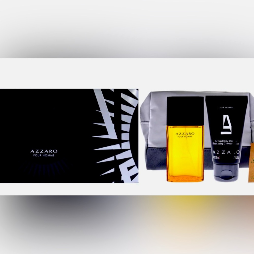 Men AZZARO - 3 Pc Gift Set 1oz Edt Spray, 1.7oz Hair And Body Shampoo set.